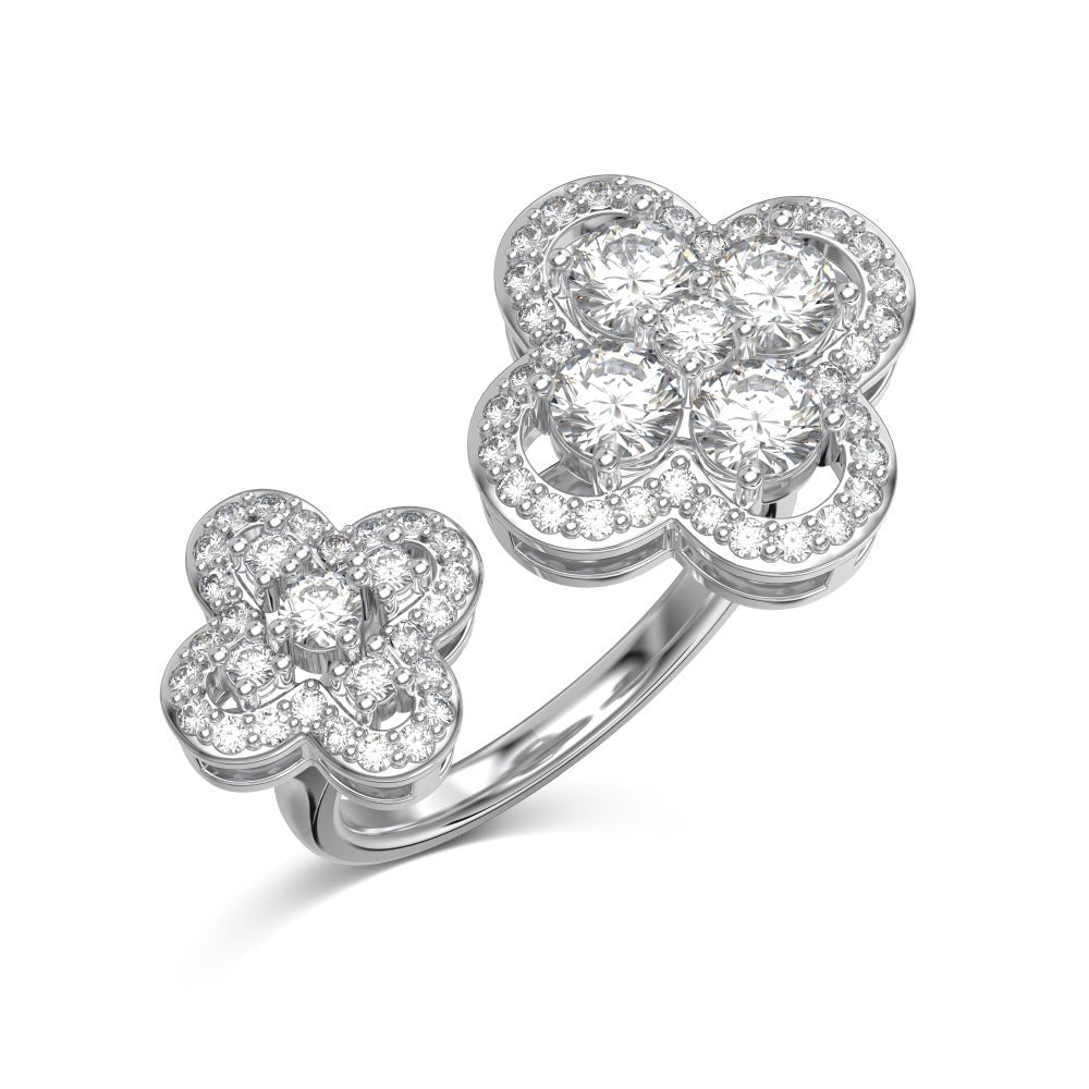 Wholesale S925 Sterling Silver Four-leaf Clover Zircon Ring